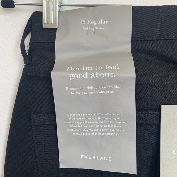 NWT Everlane Mid Rise Skinny Jean in Black - Picture 9 of 14